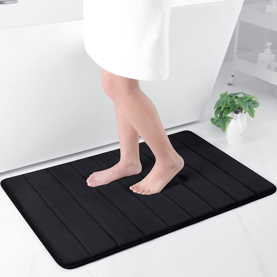 Memory Foam Bath Mat Bathroom Mat 24" x 36" Black - Just Closeouts Canada Inc.