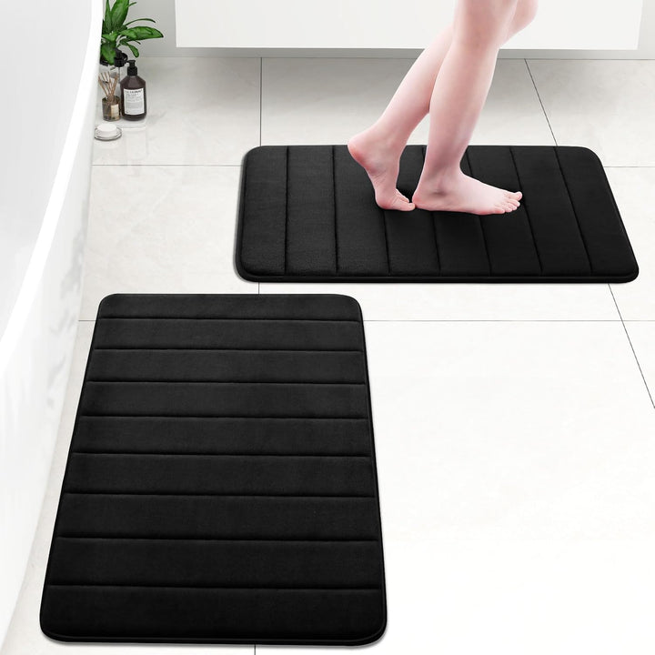 Memory Foam Bath Mat Bathroom Mat 24" x 36" Black - Just Closeouts Canada Inc.