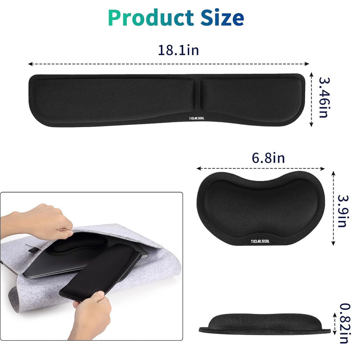 Memory Foam Set Keyboard Wrist Rest Pad, Mouse Wrist Cushion Support for Office, Computer, Laptop, Comfortable, Lightweight for Easy Typing Pain Relief, Black - Just Closeouts Canada Inc.