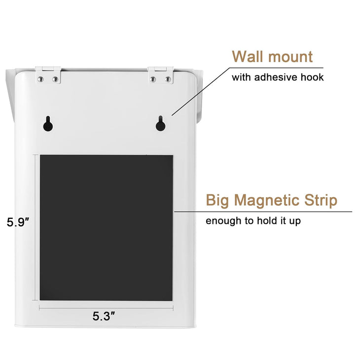 Metal Magnetic Lint Bin for Laundry Room, Wall Mounted Box Holder Trash Can With Lid for Dryer, Basket, White - Just Closeouts Canada Inc.