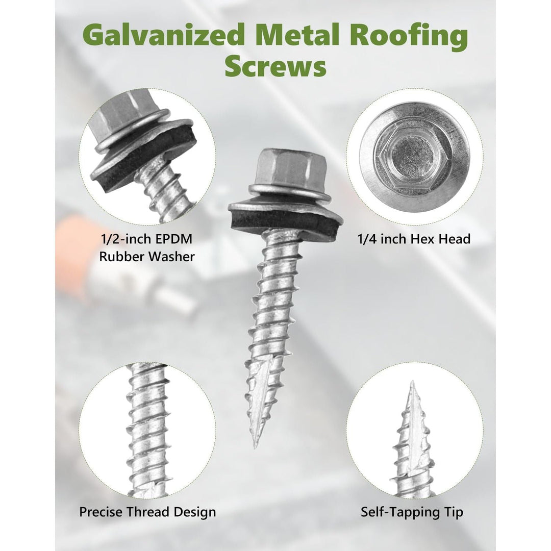 Metal Roofing Screws10 × 1 Inch, 1000Pcs Zinc Plated Hex Head Metal Roof Screws with Rubber Washers for Metals and Corrugated Roofing Panels (Hex Socket Included) - Just Closeouts Canada Inc.