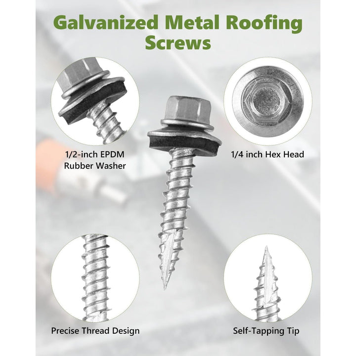 Metal Roofing Screws10 × 1 Inch, 1000Pcs Zinc Plated Hex Head Metal Roof Screws with Rubber Washers for Metals and Corrugated Roofing Panels (Hex Socket Included) - Just Closeouts Canada Inc.