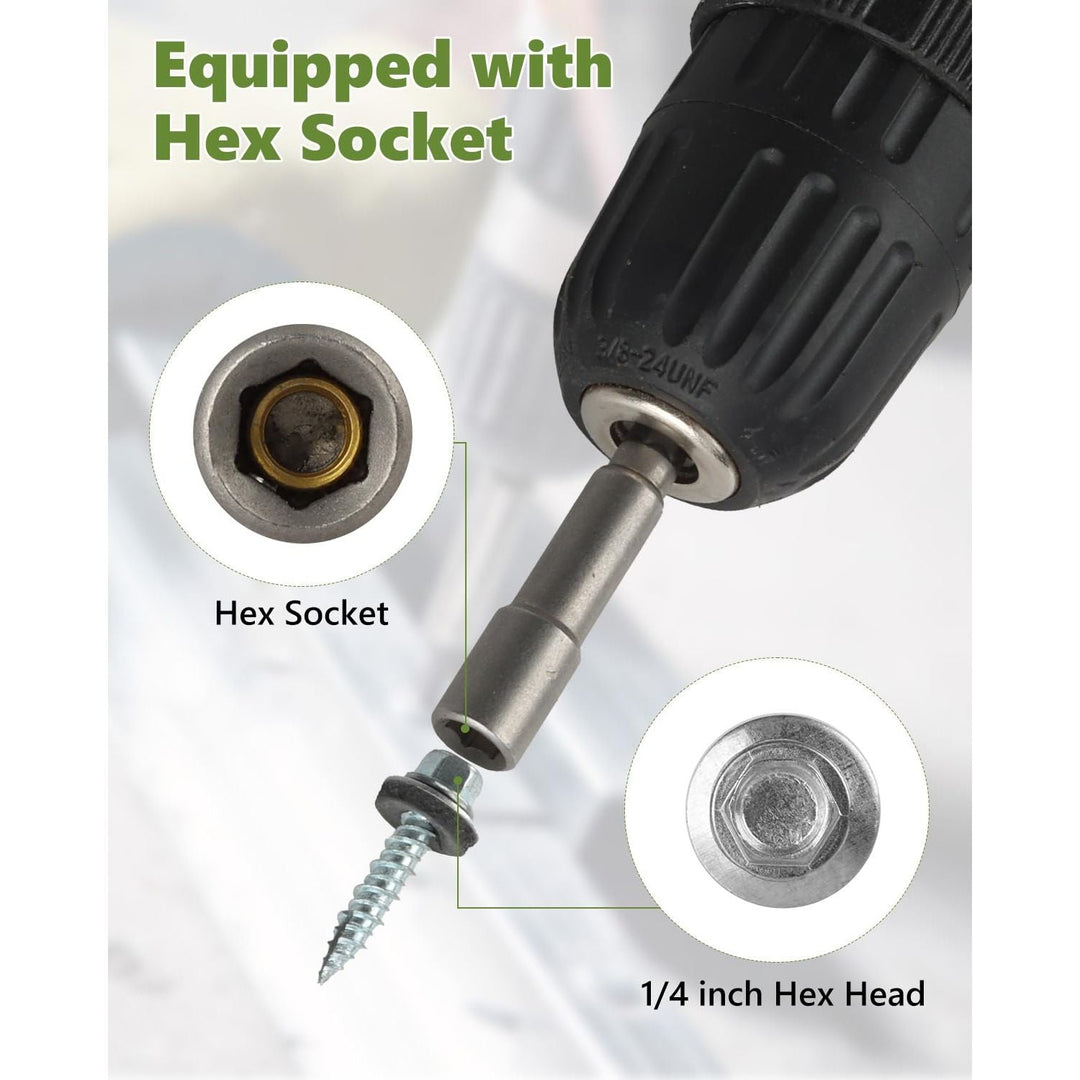 Metal Roofing Screws10 × 1 Inch, 1000Pcs Zinc Plated Hex Head Metal Roof Screws with Rubber Washers for Metals and Corrugated Roofing Panels (Hex Socket Included) - Just Closeouts Canada Inc.