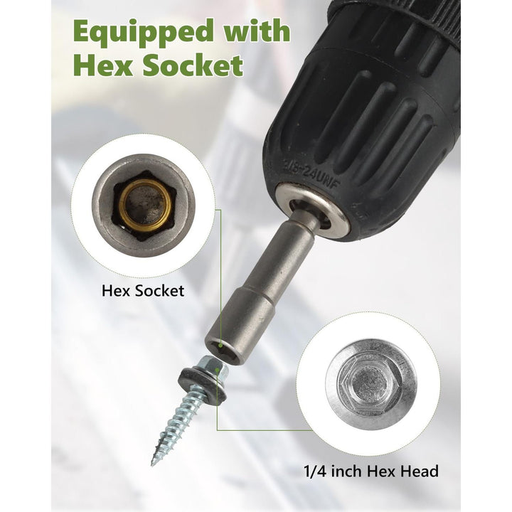 Metal Roofing Screws10 × 1 Inch, 1000Pcs Zinc Plated Hex Head Metal Roof Screws with Rubber Washers for Metals and Corrugated Roofing Panels (Hex Socket Included) - Just Closeouts Canada Inc.