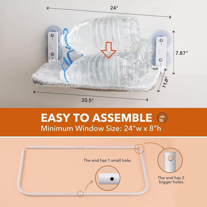 Mewoo Sturdy Cat Window Perch Cat Hammock Seat for Indoor Cats Reversible Mat Use Year - Around Cat Bed Providing All - Around Sunbath Saving Space Washable Holds Up to 40 lbs (Grey, Medium) - Just Closeouts Canada Inc.