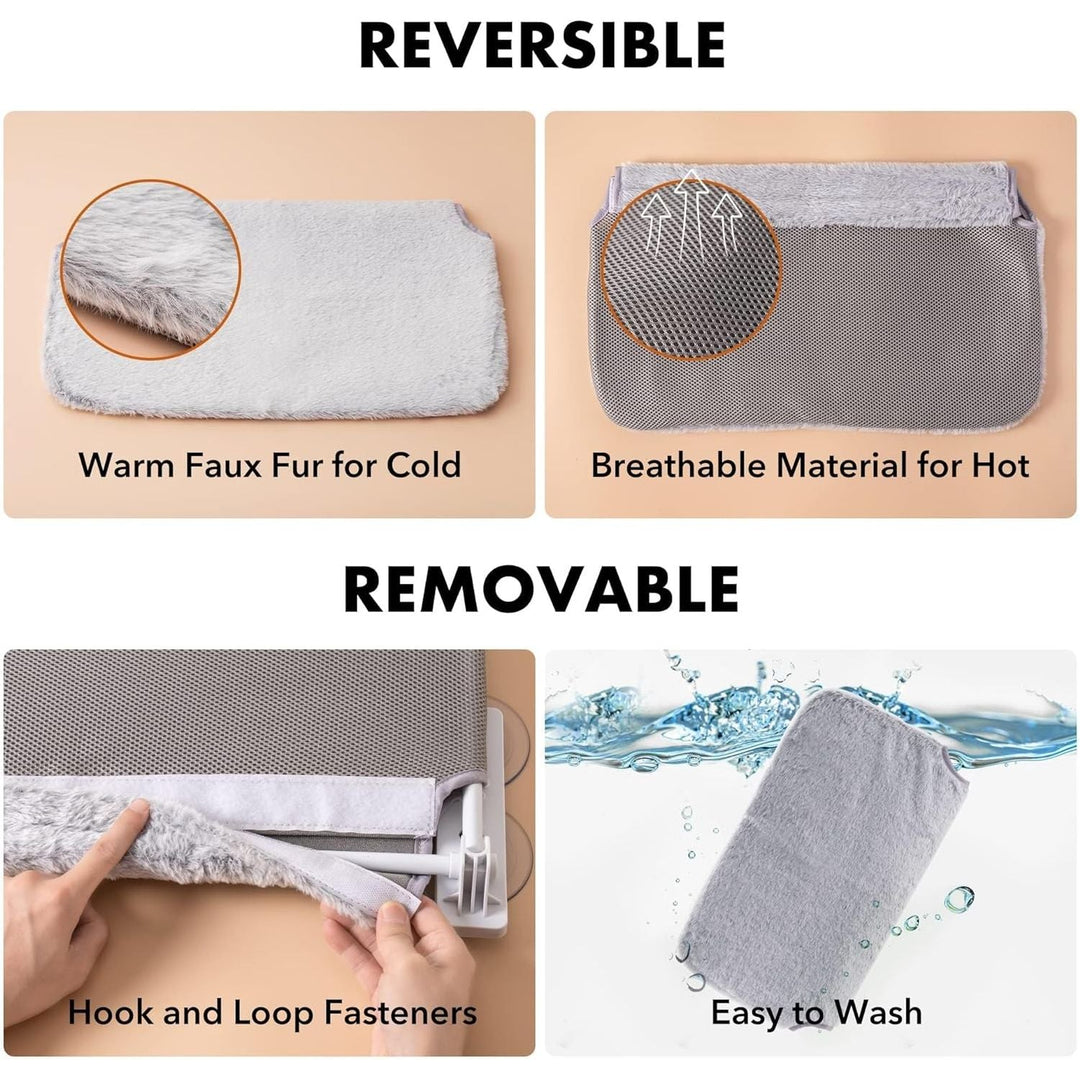 Mewoo Sturdy Cat Window Perch Cat Hammock Seat for Indoor Cats Reversible Mat Use Year - Around Cat Bed Providing All - Around Sunbath Saving Space Washable Holds Up to 40 lbs (Grey, Medium) - Just Closeouts Canada Inc.