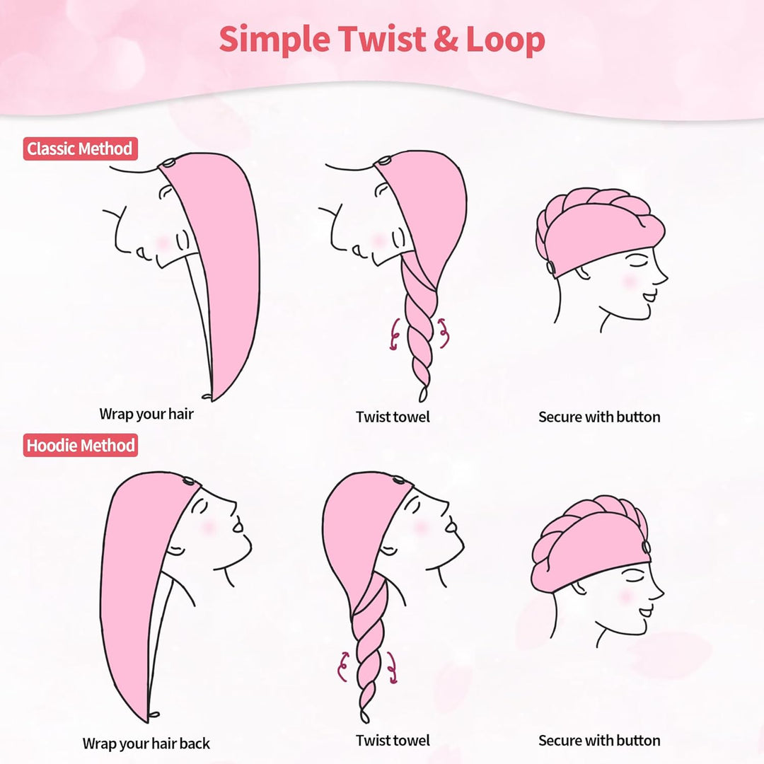 Microfiber Hair Towel Wrap for Women, 3 Pack Hair Drying Towels with Button, Fast Drying Anti Frizz Hair Wrap for Wet Curly Hair Women Girls, Turbans for Women, Absorbent and Lightweight - Just Closeouts Canada Inc.X003QQCYP5