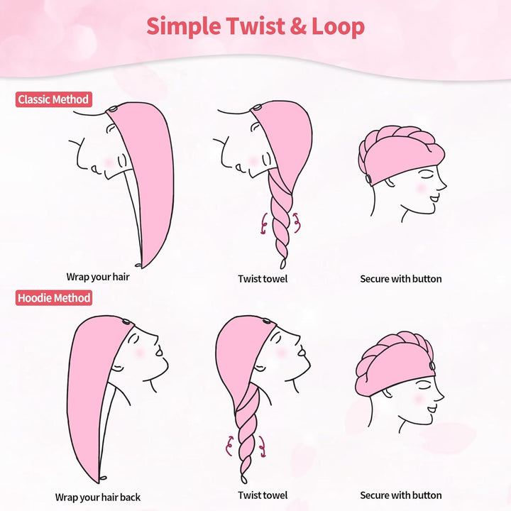 Microfiber Hair Towel Wrap for Women, 3 Pack Hair Drying Towels with Button, Fast Drying Anti Frizz Hair Wrap for Wet Curly Hair Women Girls, Turbans for Women, Absorbent and Lightweight - Just Closeouts Canada Inc.X003QQCYP5