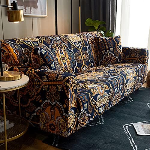 MIDODO Printed Couch Cover Stretch Sofa Covers Patterned Loveseat Slipcovers for 2 Seater Cushion Couch Love Seat Set (AJN, 2 Seater/Loveseat) - Just Closeouts Canada Inc.