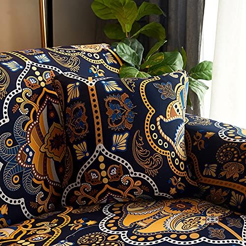 MIDODO Printed Couch Cover Stretch Sofa Covers Patterned Loveseat Slipcovers for 2 Seater Cushion Couch Love Seat Set (AJN, 2 Seater/Loveseat) - Just Closeouts Canada Inc.
