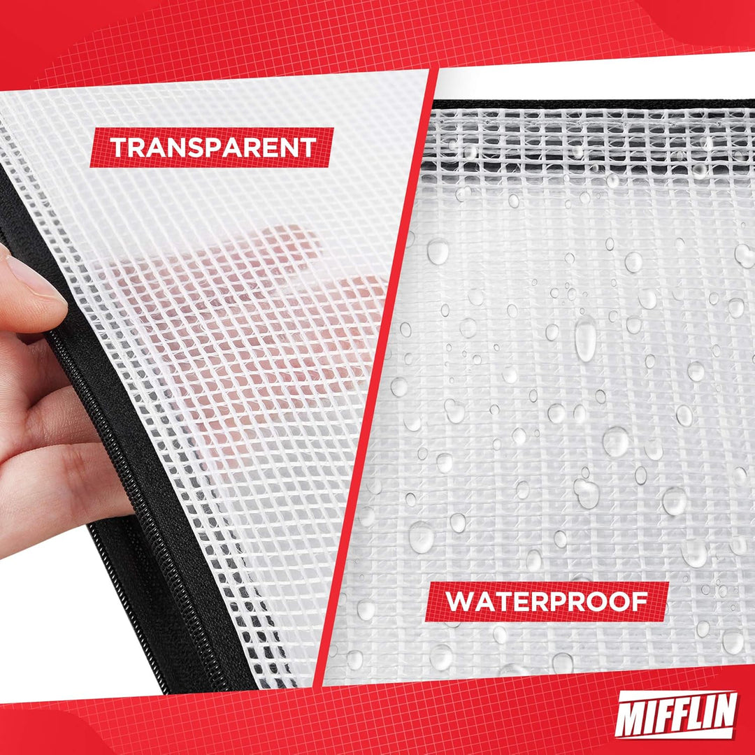 Mifflin Mesh Zipper Pouch Document Bag Clear, Waterproof Large, 50pk - Just Closeouts Canada Inc.
