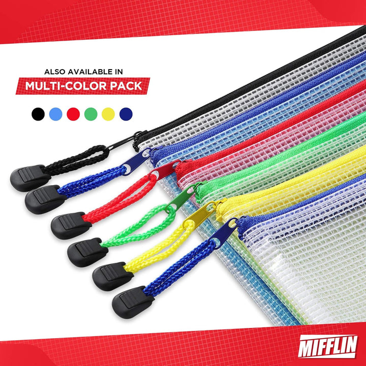 Mifflin Mesh Zipper Pouch Document Bag Clear, Waterproof Large, 50pk - Just Closeouts Canada Inc.