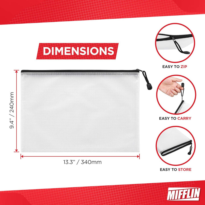 Mifflin Mesh Zipper Pouch Waterproof Large, 24pk - Just Closeouts Canada Inc.