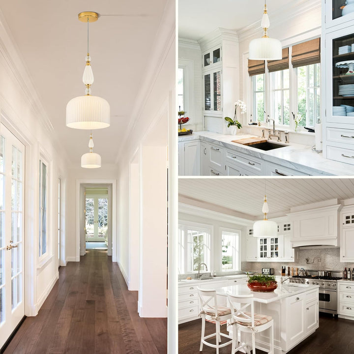 Milk Glass Pendant Lights Modern White Pendant Lights Kitchen Island Vintage Adjustable Hanging Lamp for Dining Room Bedroom Foyer Kitchen Sink - Just Closeouts Canada Inc.X004CWSTBF