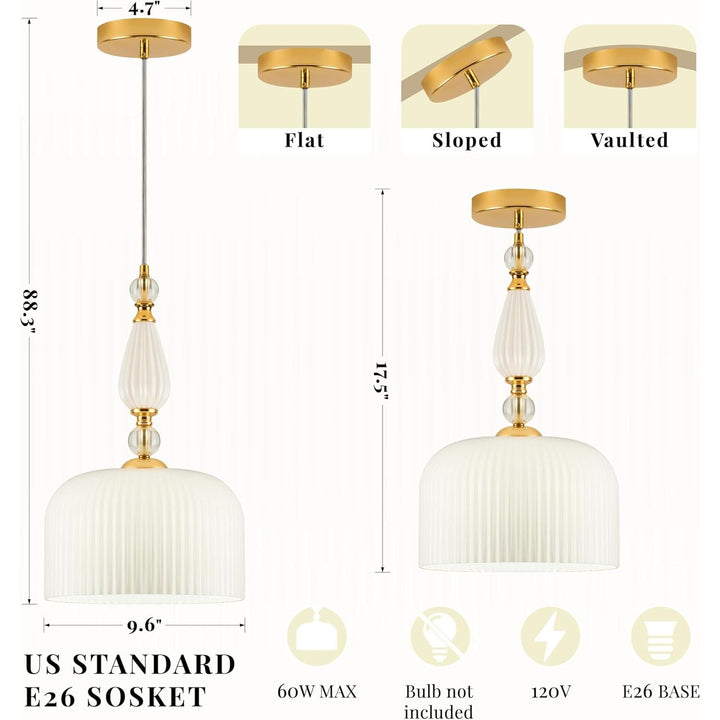 Milk Glass Pendant Lights Modern White Pendant Lights Kitchen Island Vintage Adjustable Hanging Lamp for Dining Room Bedroom Foyer Kitchen Sink - Just Closeouts Canada Inc.X004CWSTBF