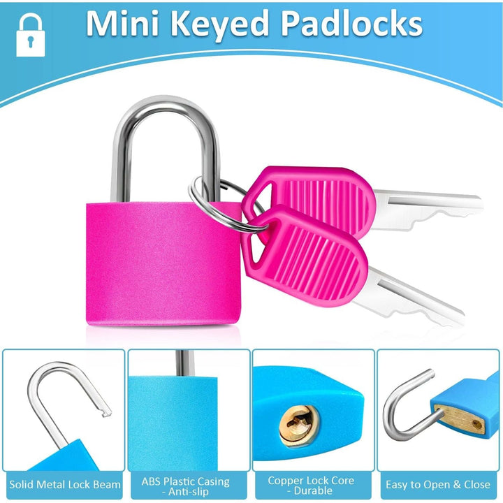 Mini Luggage Locks 8 Pack, Suitcase Padlock with Keys, Colorful Travel Luggage Locks, Locks with Keys for Suitcase, School Bag, Cabinet, Backpack and Laptap Bag - Just Closeouts Canada Inc.