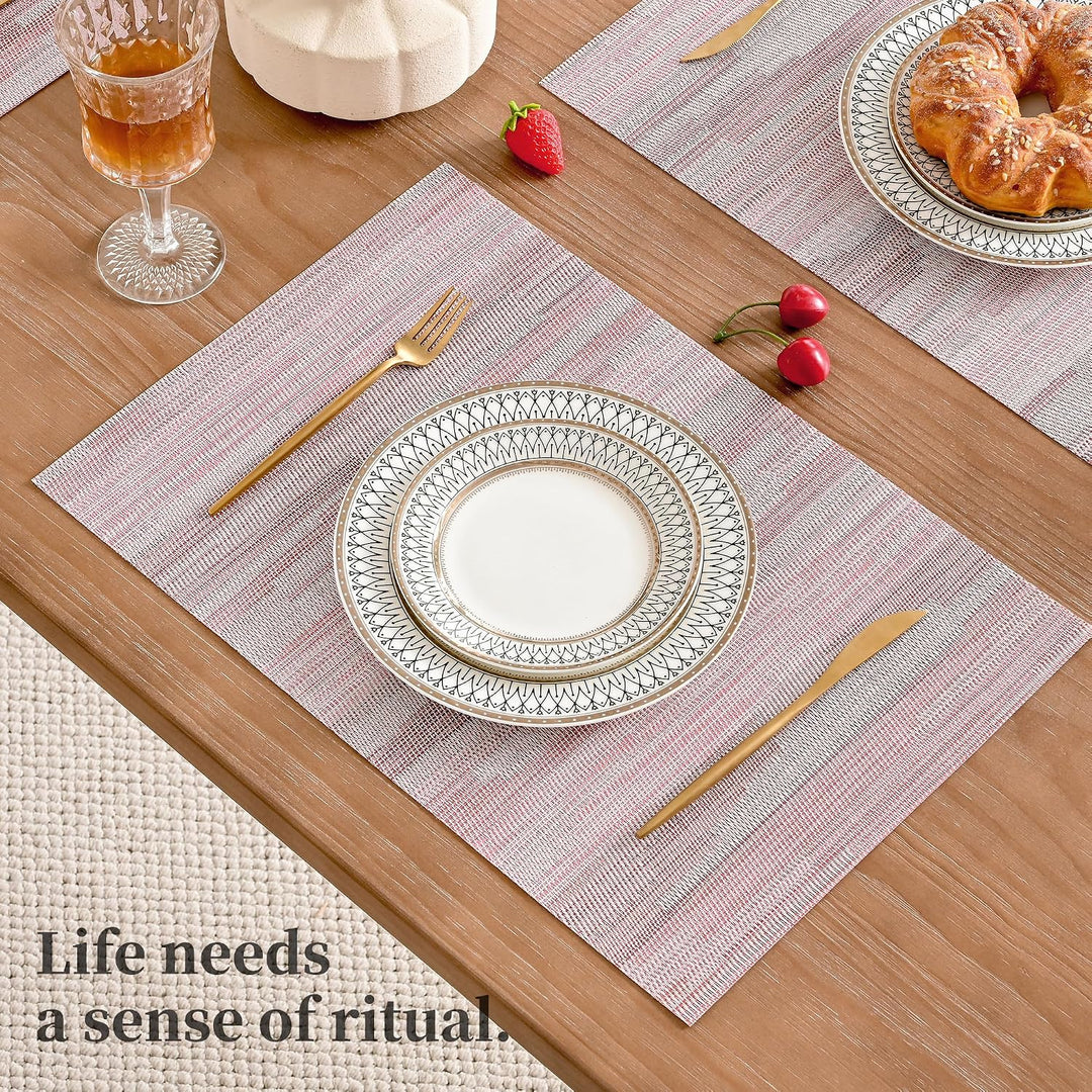 Misty Rose Woven Placemats, Set of 4 - Just Closeouts Canada Inc.