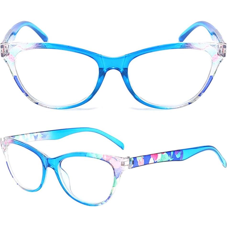 Blue floral reading glasses