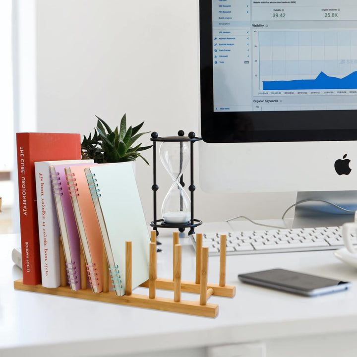 MOAMUN 2 Pack Bamboo Dish Drying Rack Plate Rack Stand Pot Lid Holder Cabinet Dish Organizer Rack Drainer Storage Holder for Dish Bowl, Cup, Cutting Board and More - Just Closeouts Canada Inc.