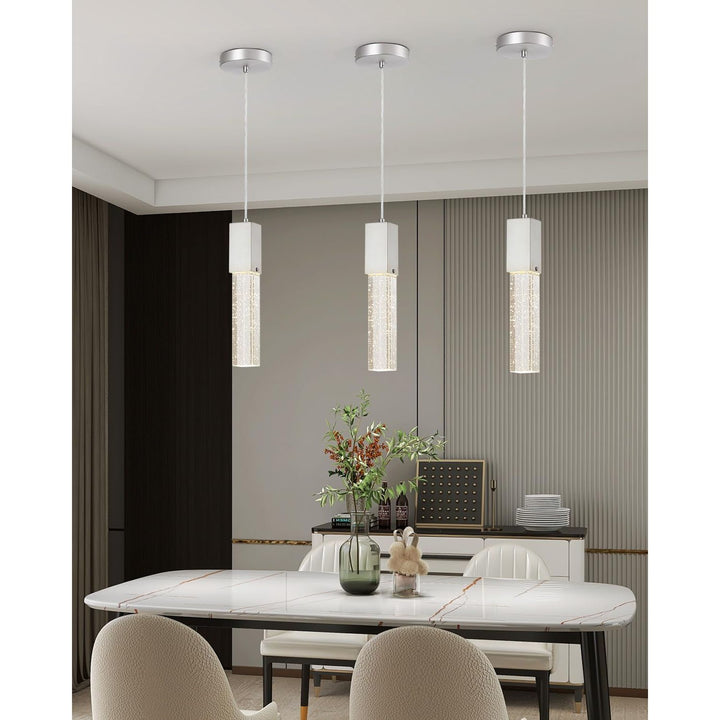 Modern Crystal Pendant Lights for Kitchen Island, Brushed Nickel Pendant Light Fixtures 1 - Light, Bubble Crystal Pendant Lighting for Bar Over Sink, GU10 Base (Bulb Not Included) - Just Closeouts Canada Inc.