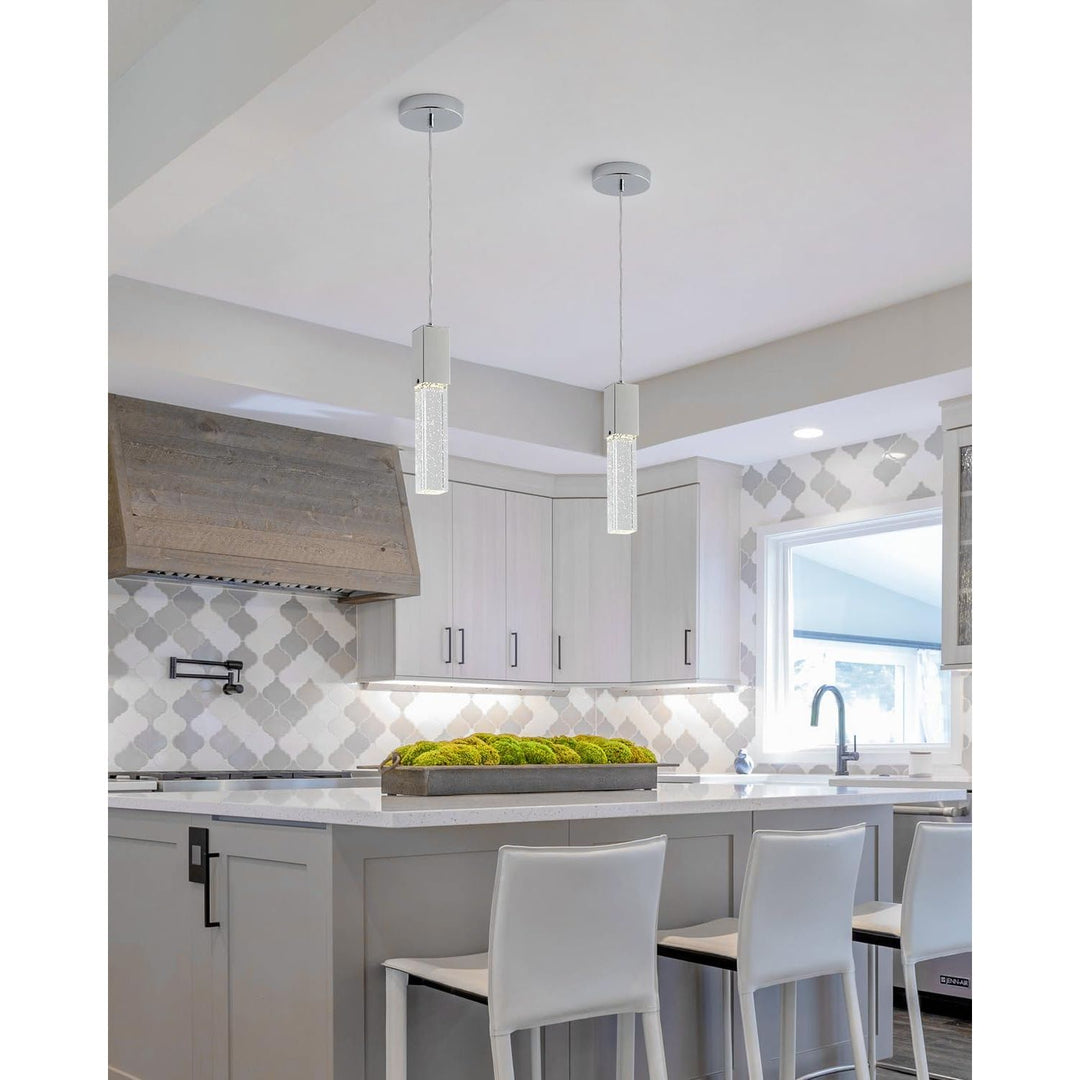 Modern Crystal Pendant Lights for Kitchen Island, Silver Chrome Pendant Light Fixtures 1 - Light, Bubble Crystal Pendant Lighting for Bar Over Sink, GU10 Base (Bulb Not Included) - Just Closeouts Canada Inc.