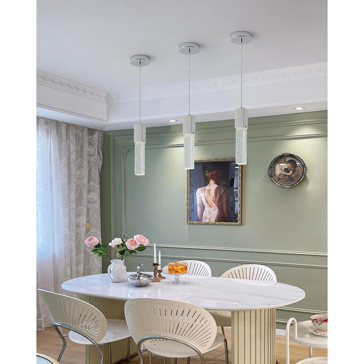 Modern Crystal Pendant Lights for Kitchen Island, Silver Chrome Pendant Light Fixtures 1 - Light, Bubble Crystal Pendant Lighting for Bar Over Sink, GU10 Base (Bulb Not Included) - Just Closeouts Canada Inc.