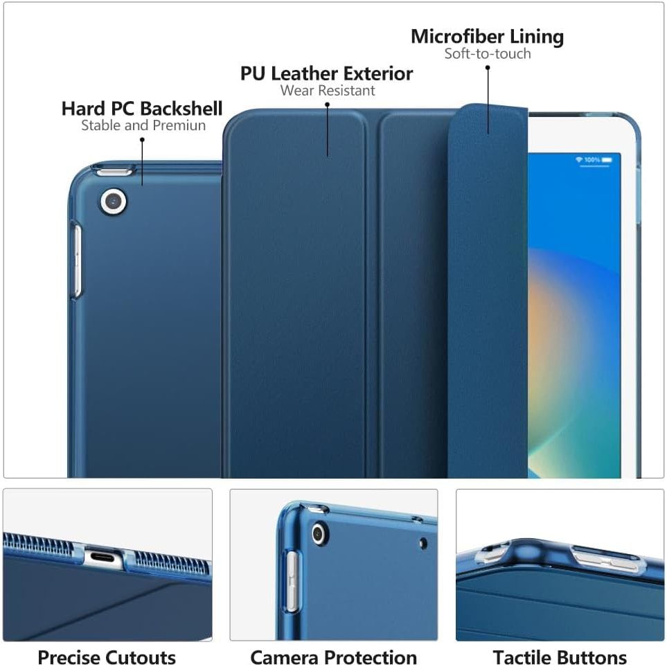 MoKo Case iPad 10.2 iPad 9th Generation 2021/ iPad 8th Generation 2020/ iPad 7th Generation 2019, Slim Stand Hard Back Shell Smart Cover Case for iPad 10.2 inch, Auto Wake/Sleep, Harbor Blue.. - Just Closeouts Canada Inc.