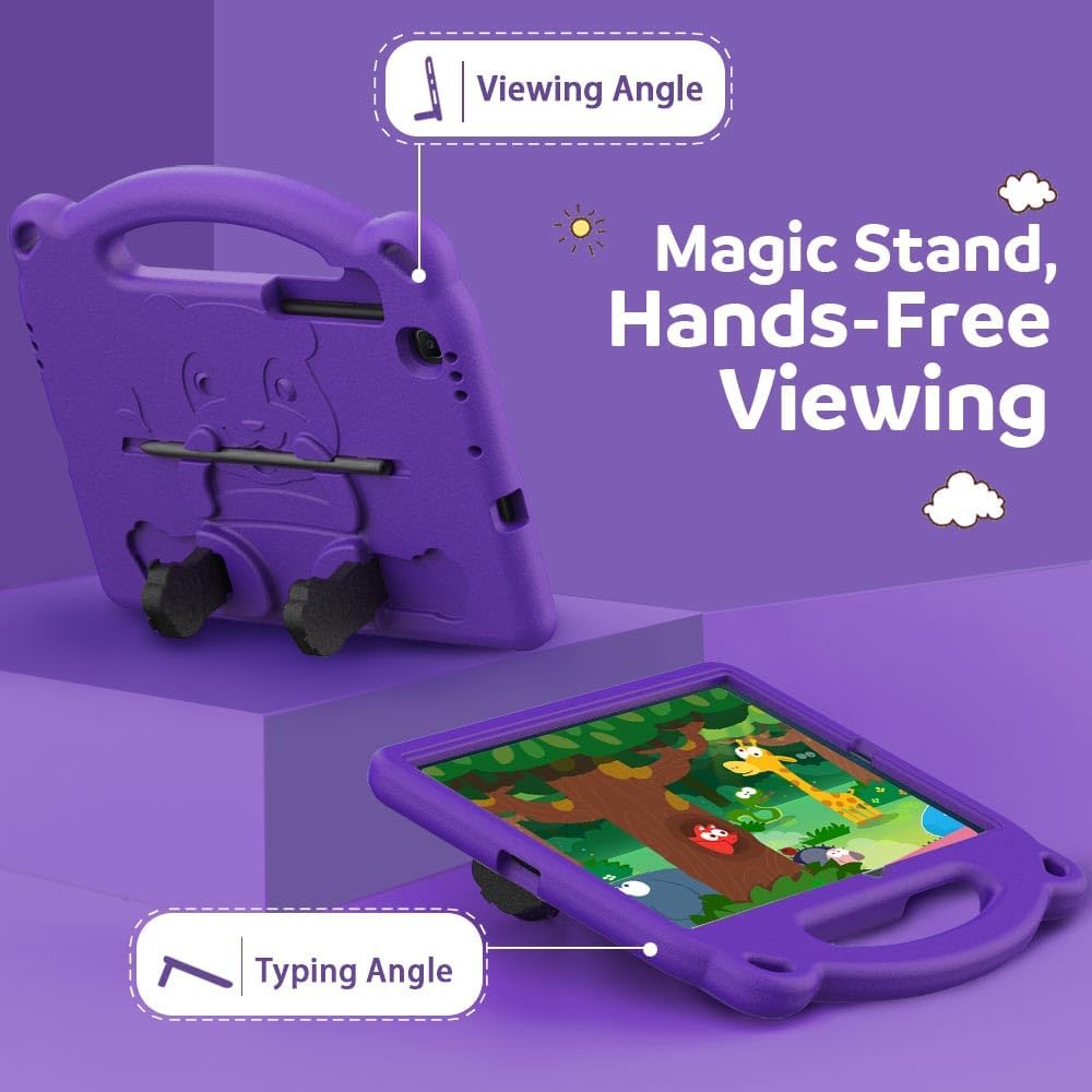 MoKo Kids Case for Samsung Galaxy Tab S6 Lite 10.4 Inch 2024/2022/2020 (Model: SM - P620/P625/P613/P619/P610/P615/P617),EVA Foam Kids - Friendly Carrying Case with Hand - Grip & Stand & Pen Holder, Purple - Just Closeouts Canada Inc.