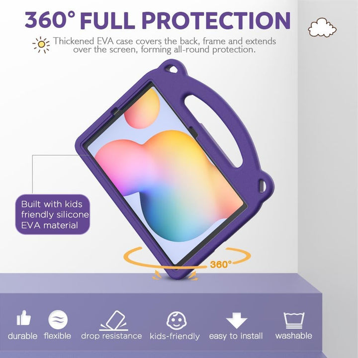 MoKo Kids Case for Samsung Galaxy Tab S6 Lite 10.4 Inch 2024/2022/2020 (Model: SM - P620/P625/P613/P619/P610/P615/P617),EVA Foam Kids - Friendly Carrying Case with Hand - Grip & Stand & Pen Holder, Purple - Just Closeouts Canada Inc.