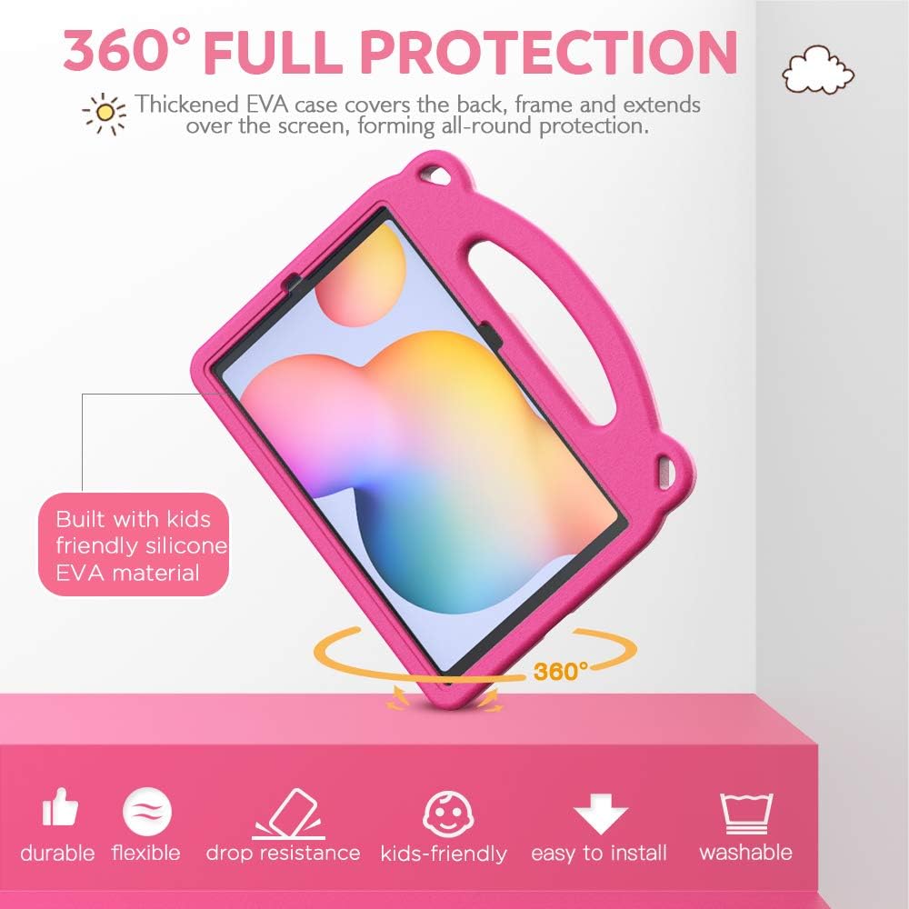 MoKo Kids Case for Samsung Galaxy Tab S6 Lite 10.4 Inch 2024/2022/2020 (Model: SM - P620/P625/P613/P619/P610/P615/P617),EVA Foam Kids - Friendly Carrying Case with Hand - Grip & Stand & Pen Holder, Magenta - Just Closeouts Canada Inc.