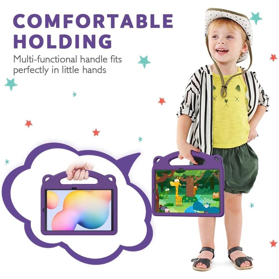 MoKo Kids Case for Samsung Galaxy Tab S6 Lite 10.4 Inch 2024/2022/2020 (Model: SM - P620/P625/P613/P619/P610/P615/P617),EVA Foam Kids - Friendly Carrying Case with Hand - Grip & Stand & Pen Holder, Purple - Just Closeouts Canada Inc.