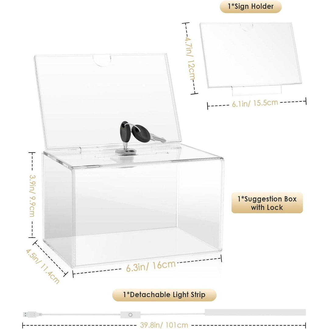 MoKo Light Up Acrylic Tip Jar, Detachable Lighted Tip Box Money Box for Bar Restaurant Band, Clear Suggestion Box with Sign Holder, Ballot Box with Lock Slot, 6.3"L×4.5"W×3.9"H - Just Closeouts Canada Inc.
