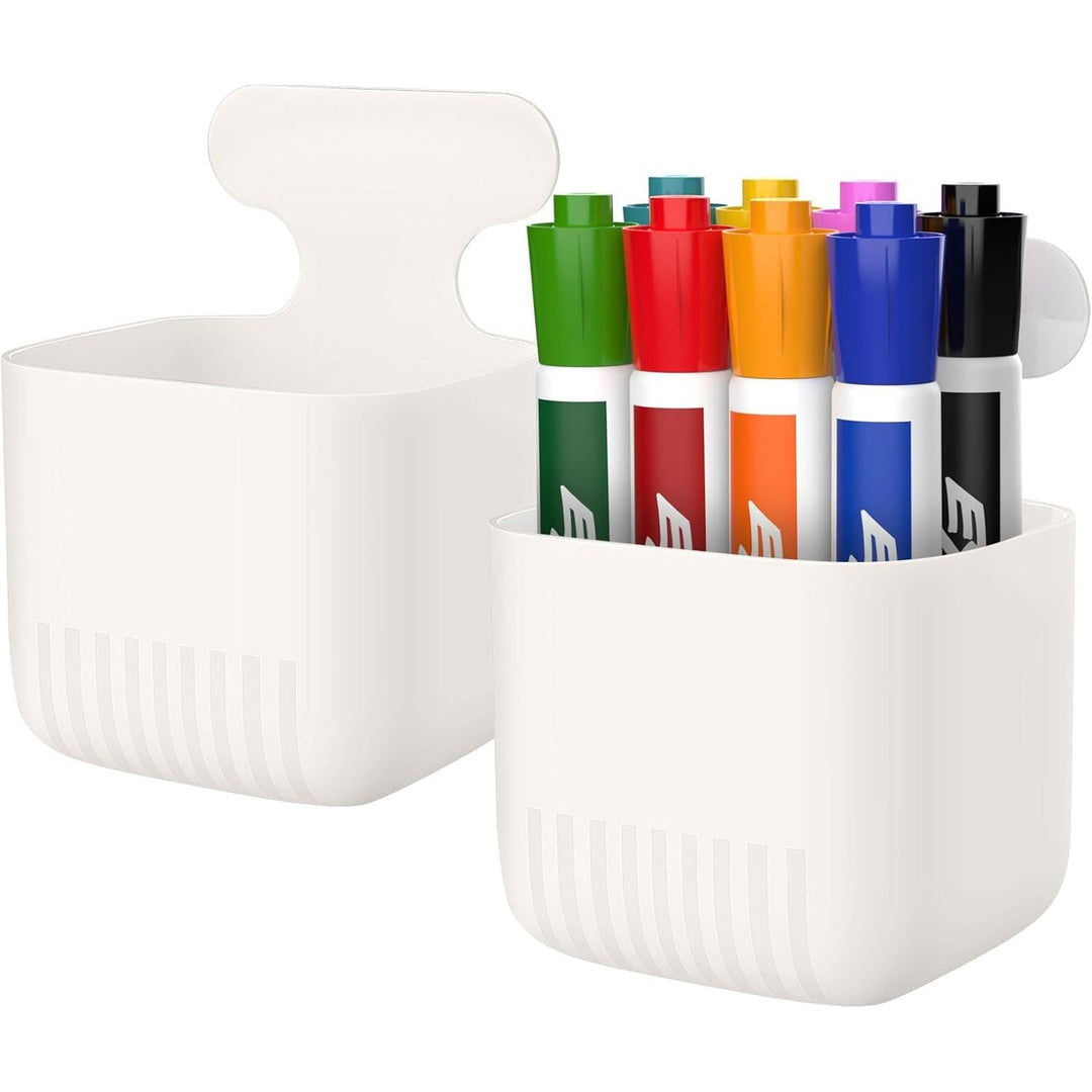 MoKo Magnetic Dry Erase Marker Holder 2Pack, Magnetic Marker Holder for Whiteboard, Magnetic Pen Holder Pencil Storage Organizer for Office, Locker, Refrigerator, White - Just Closeouts Canada Inc.