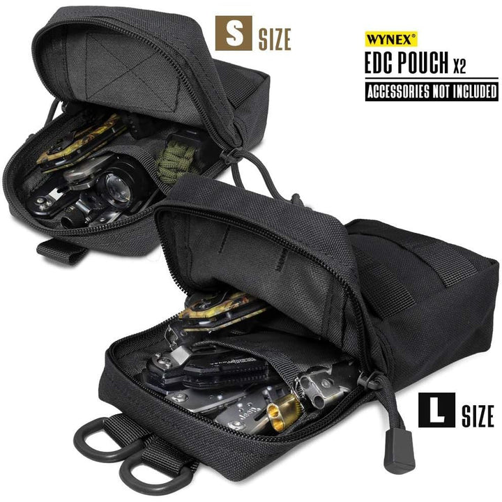 MOLLE Utility Pouch Set – Black, Small & Large (2 Pack) - Just Closeouts Canada Inc.