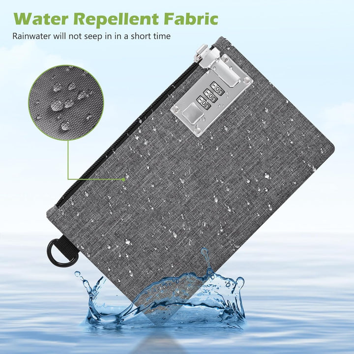 Money Bag with Lock, 5 x 8 Inches Lockable Money Bag, Locking Accessories Pouch for Cash, Jewelry, Passports, Medicine, Credit Cards - Grey - Just Closeouts Canada Inc.