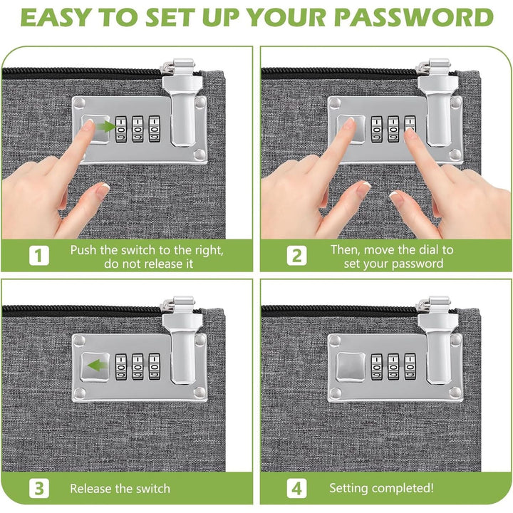 Money Bag with Lock, 5 x 8 Inches Lockable Money Bag, Locking Accessories Pouch for Cash, Jewelry, Passports, Medicine, Credit Cards - Grey - Just Closeouts Canada Inc.