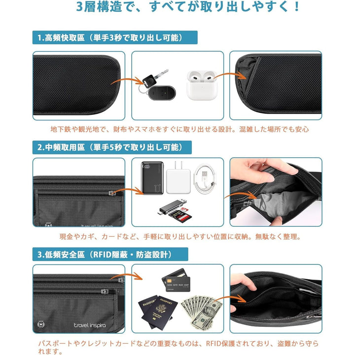 Money Belt for Travel - Slim Plus Size Passport Holder RFID Blocking Travel Wallet Hidden Pouch Under Clothes to Protect Documents Secure Money Belt for Men Women Travel Essentials - Just Closeouts Canada Inc.X004DNGNLB