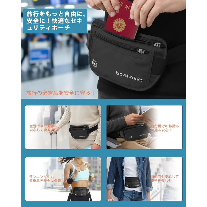 Money Belt for Travel - Slim Plus Size Passport Holder RFID Blocking Travel Wallet Hidden Pouch Under Clothes to Protect Documents Secure Money Belt for Men Women Travel Essentials - Just Closeouts Canada Inc.X004DNGNLB