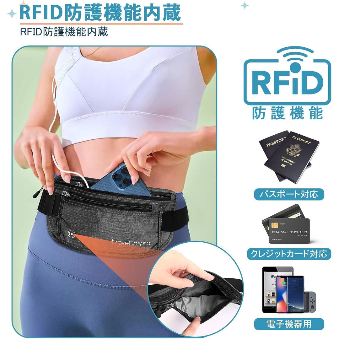 Money Belt for Travel - Slim Plus Size Passport Holder RFID Blocking Travel Wallet Hidden Pouch Under Clothes to Protect Documents Secure Money Belt for Men Women Travel Essentials - Just Closeouts Canada Inc.X004DNGNLB