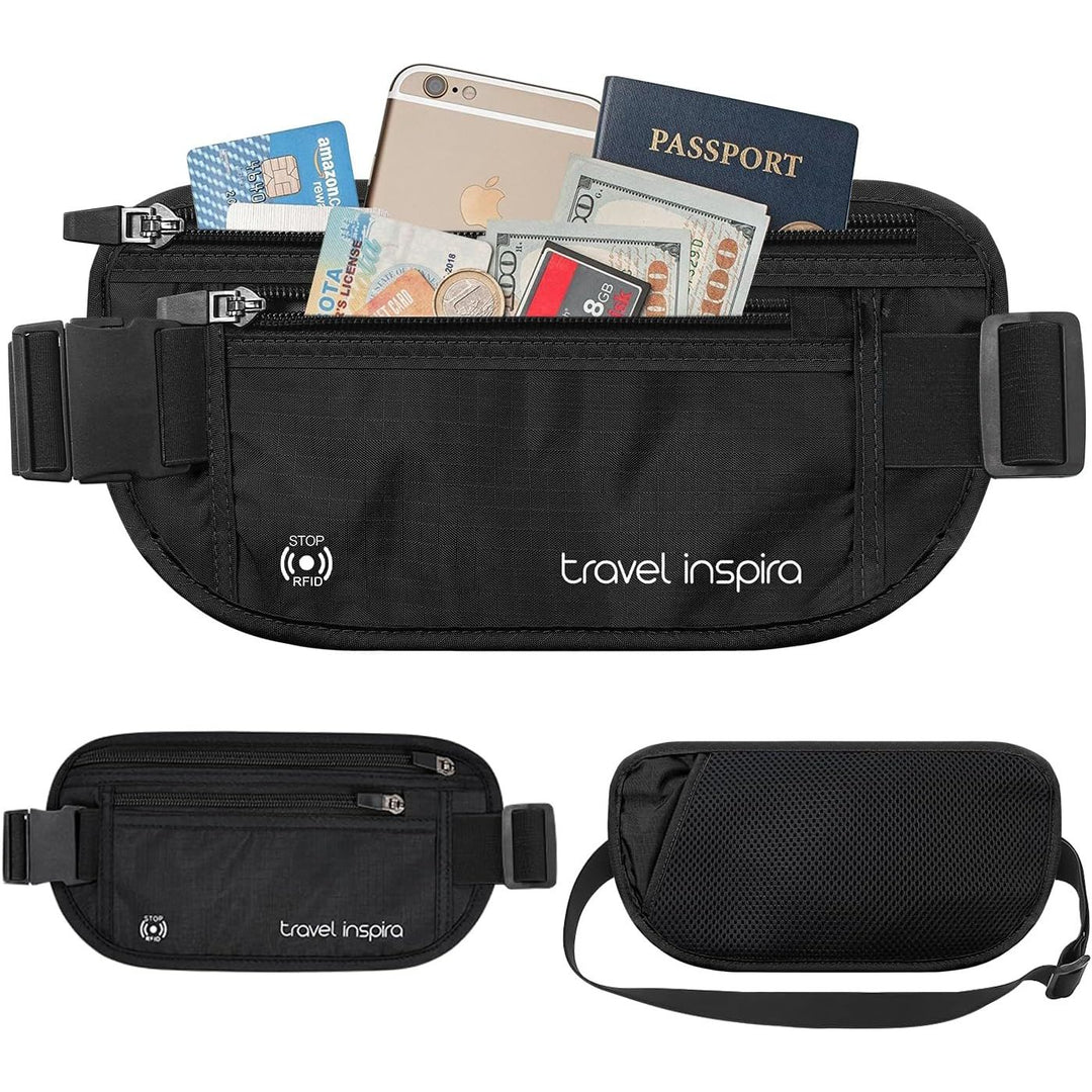 Money Belt for Travel - Slim Plus Size Passport Holder RFID Blocking Travel Wallet Hidden Pouch Under Clothes to Protect Documents Secure Money Belt for Men Women Travel Essentials - Just Closeouts Canada Inc.X004DNGNLB