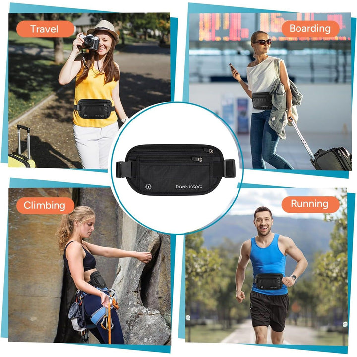Money Belt for Travel - Slim Plus Size Passport Holder RFID Blocking Travel Wallet Hidden Pouch Under Clothes to Protect Documents Secure Money Belt for Men Women Travel Essentials - Just Closeouts Canada Inc.X004DNGNLB