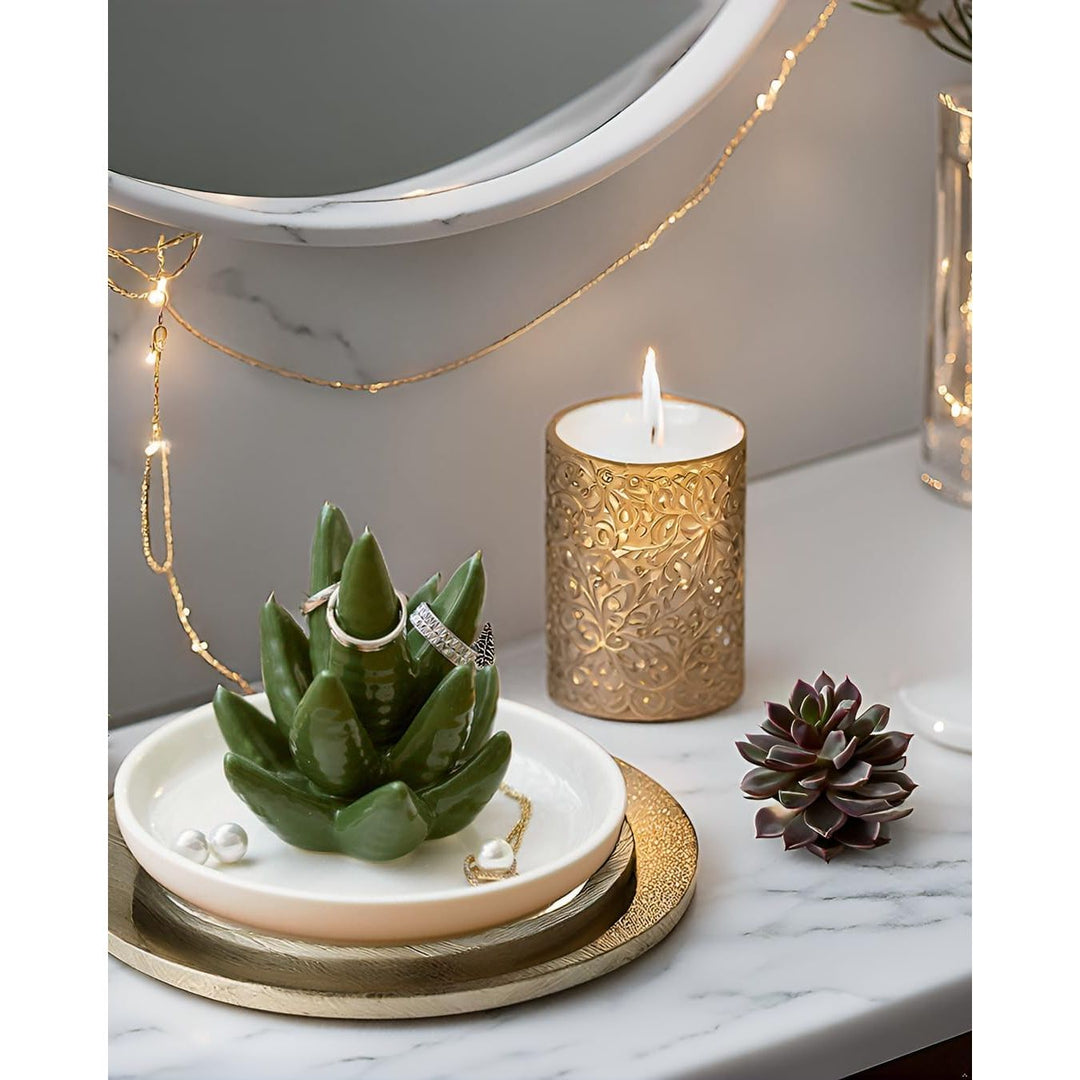 Mono living Ceramic Aloe Cactus Ring Holder Dish, Birthday Gifts for Women Her Teen Girls, Jewellery Tray Organizer, Cool Wall Bedroom Aesthetic Western Decor, Thanksgiving Christmas, Trinket Rack - Just Closeouts Canada Inc.