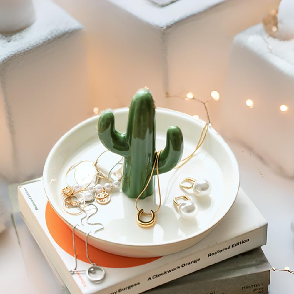 Mono living Ceramic Cactus Ring Holder Dish, Birthday Gifts for Women Her Teen Girls, Jewellery Tray Organizer, Cool Wall Bedroom Aesthetic Western Decor, Thanksgiving Christmas, Trinket Rack - Just Closeouts Canada Inc.