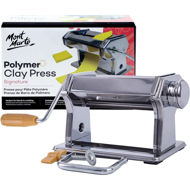 Mont Marte Polymer Clay Press Signature with Adjustable Rollers (9 settings) Durable Steel, Ideal for Conditioning Polymer Clay - Just Closeouts Canada Inc.