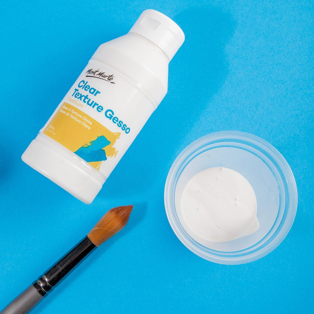 Mont Marte Premium Clear Texture Gesso 8.4oz (250ml), Suitable for Acrylic Paint, Oil Paint, Colour Pencils, Pastels, Graphite and Charcoal - Just Closeouts Canada Inc.