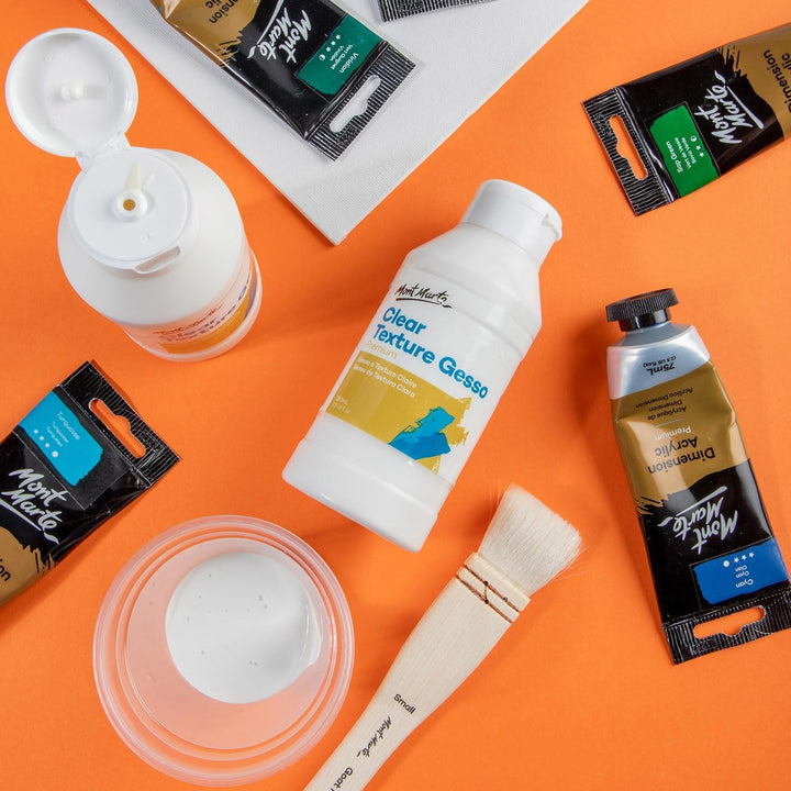 Mont Marte Premium Clear Texture Gesso 8.4oz (250ml), Suitable for Acrylic Paint, Oil Paint, Colour Pencils, Pastels, Graphite and Charcoal - Just Closeouts Canada Inc.