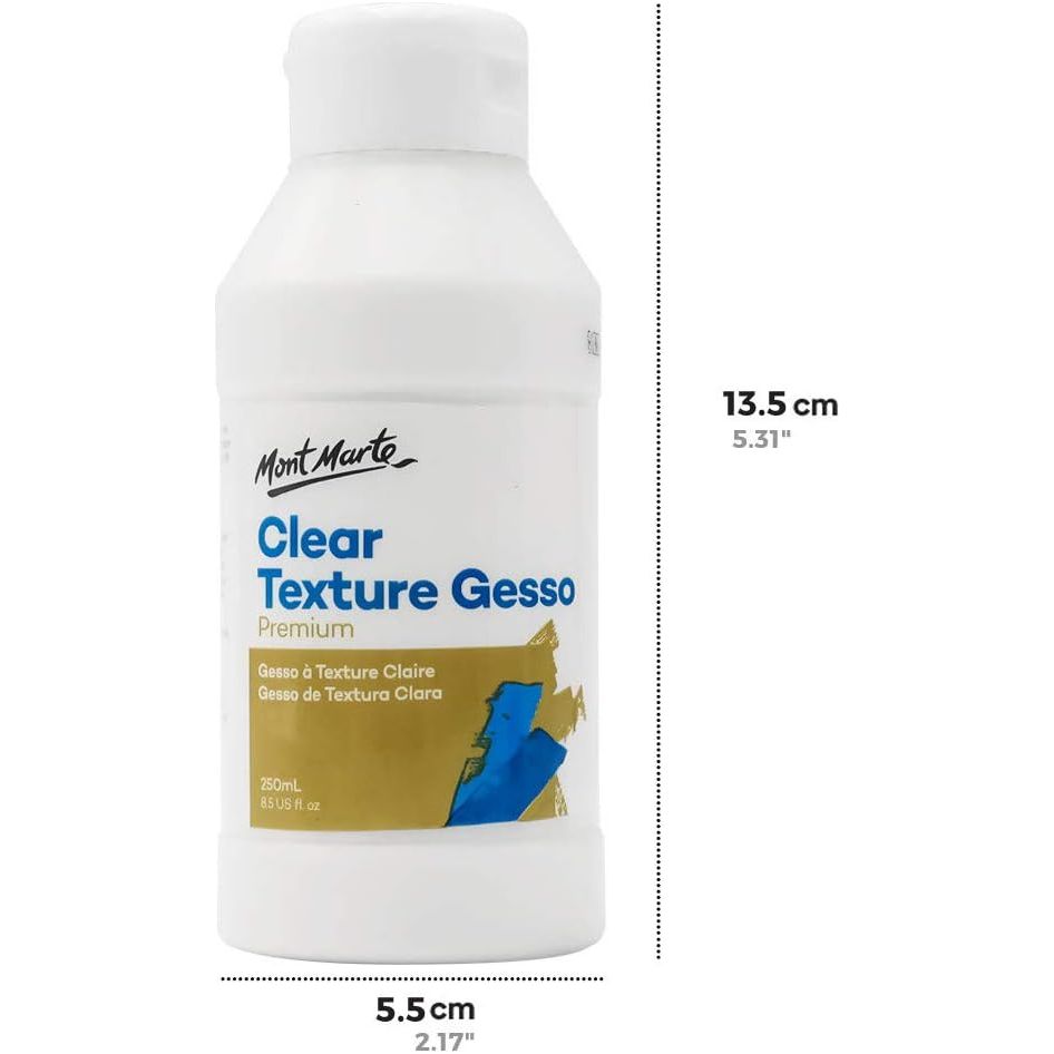 Mont Marte Premium Clear Texture Gesso 8.4oz (250ml), Suitable for Acrylic Paint, Oil Paint, Colour Pencils, Pastels, Graphite and Charcoal - Just Closeouts Canada Inc.