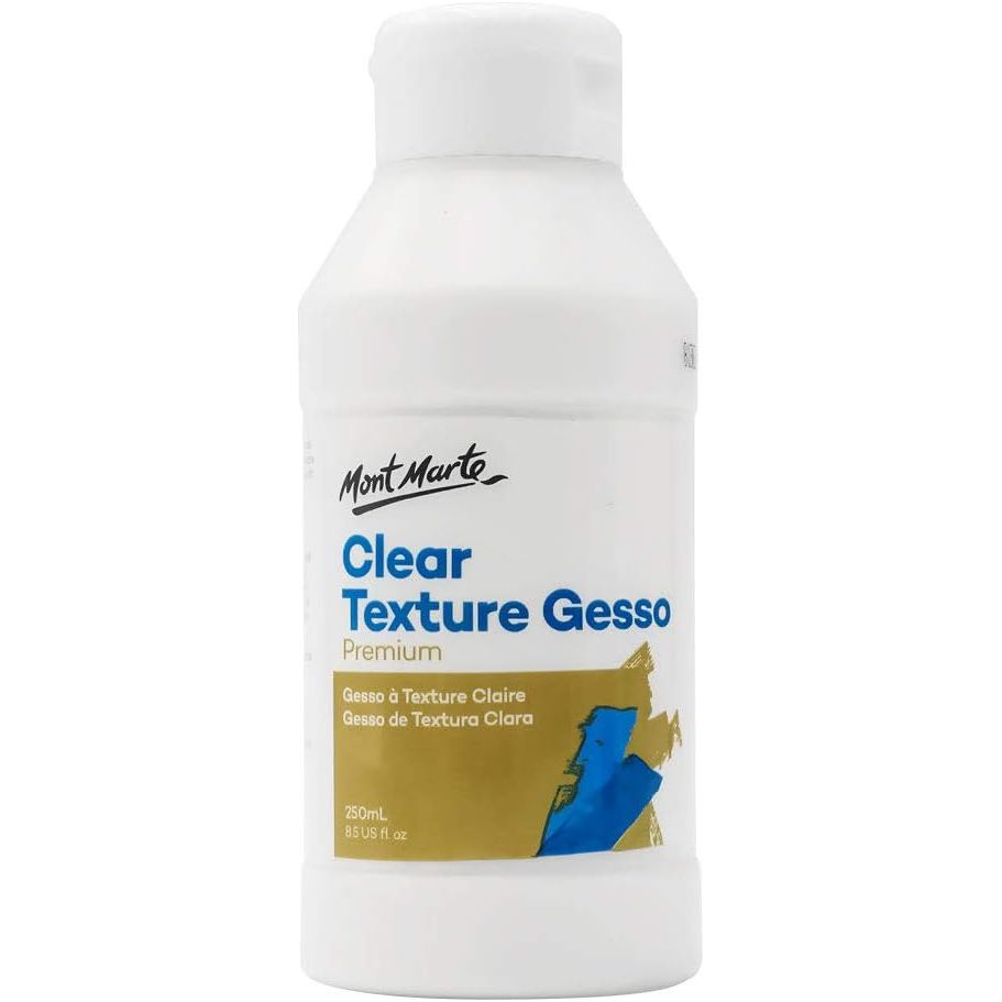 Mont Marte Premium Clear Texture Gesso 8.4oz (250ml), Suitable for Acrylic Paint, Oil Paint, Colour Pencils, Pastels, Graphite and Charcoal - Just Closeouts Canada Inc.
