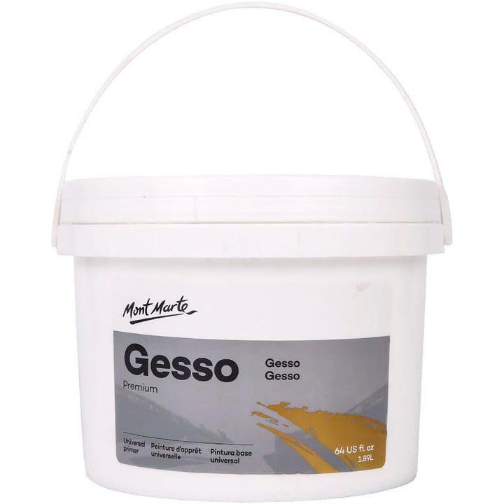 Mont Marte Premium Gesso Universal Primer 1.89L (64oz), Suitable for Acrylic Paint, Oil Paint, Colour Pencils, Pastels, Graphite and Charcoal - Just Closeouts Canada Inc.