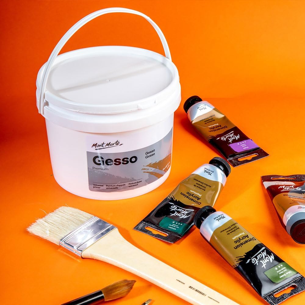 Mont Marte Premium Gesso Universal Primer 1.89L (64oz), Suitable for Acrylic Paint, Oil Paint, Colour Pencils, Pastels, Graphite and Charcoal - Just Closeouts Canada Inc.